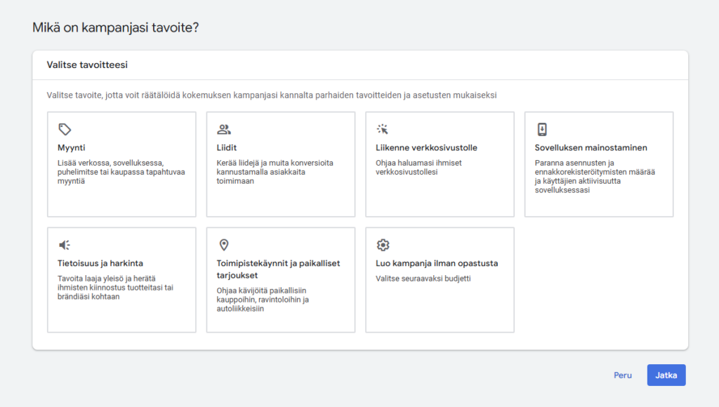 kuva google ads kampanjan aloittamisesta